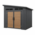 Abri de jardin 250 x 150 x 200 cm en acier anthracite et brun avec double porte