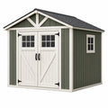 Abri de jardin 240 x 180 x 220 cm en bois vert gris à double porte style chalet