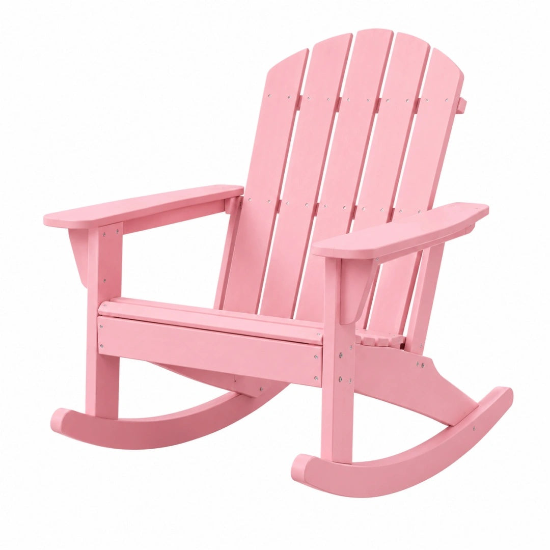 Fauteuil à bascule 98 x 78 x 100 cm en bois rose style Adirondack pour extérieur