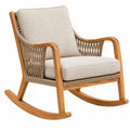 Fauteuil à bascule 92 x 70 x 100 cm en bois naturel et tissu beige style bohème