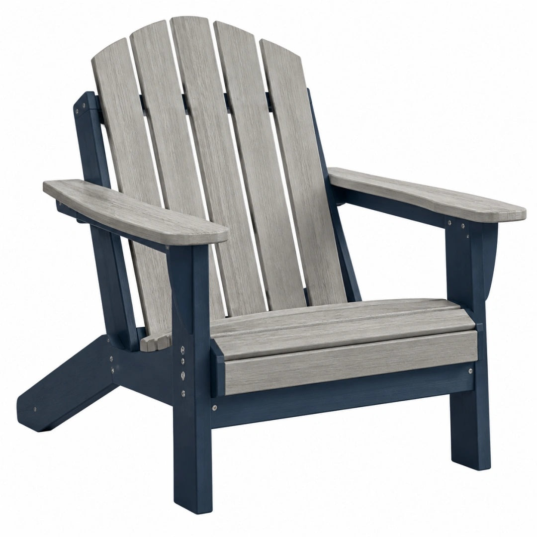 Fauteuil de jardin Adirondack 79 x 83 x 98 cm en plastique gris et bleu avec accoudoirs