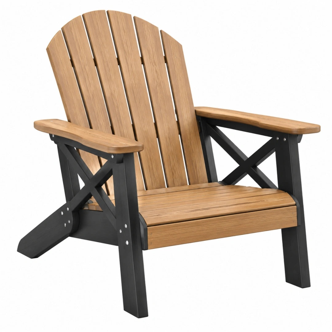 Fauteuil de jardin Adirondack 78 x 88 x 98 cm en bois naturel noir avec dossier incliné