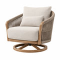 Fauteuil pivotant 86 x 82 x 87 cm en bois et corde beige style contemporain