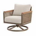 Fauteuil de jardin pivotant 80 x 85 x 87 cm en métal corde et tissu beige style contemporain