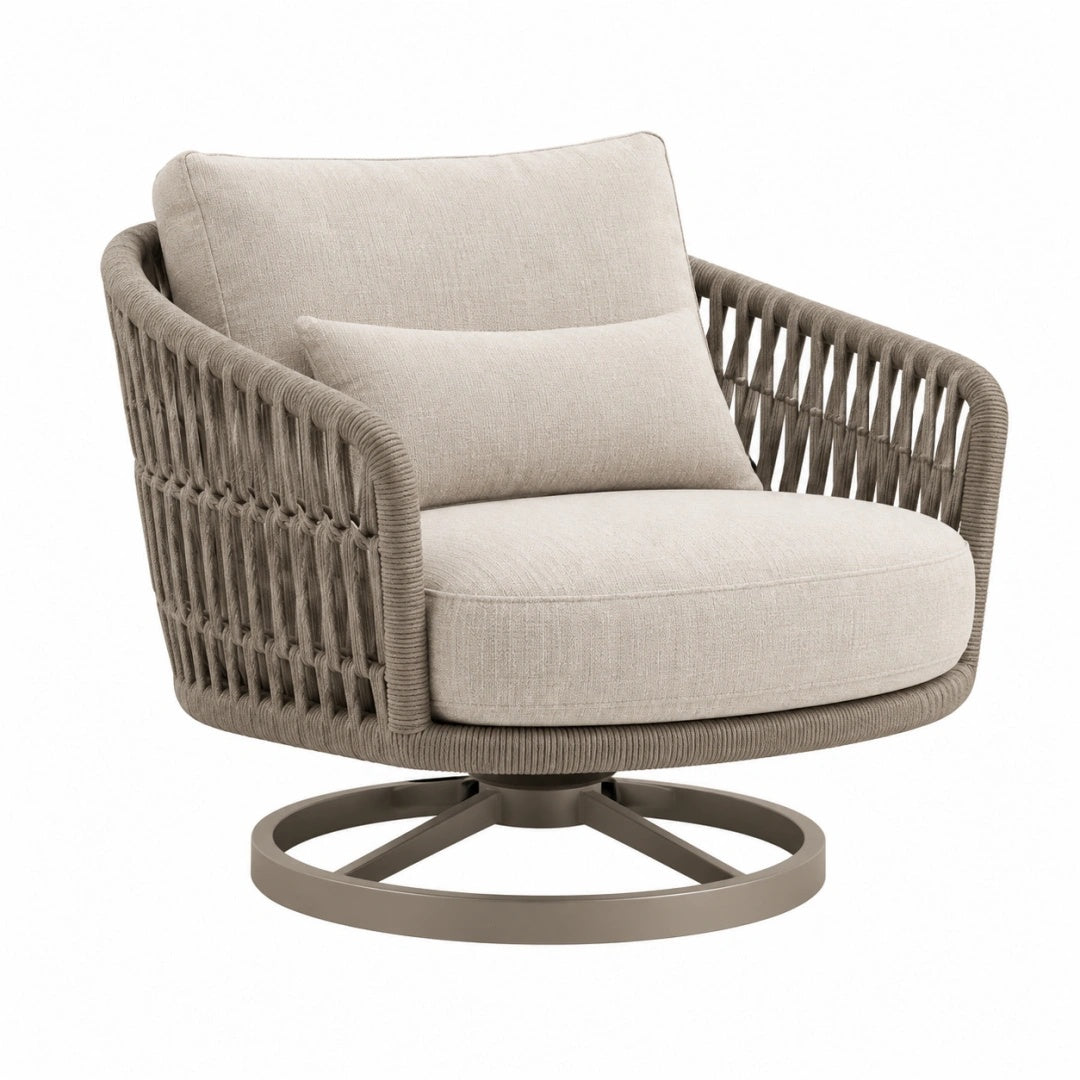 Fauteuil de jardin 80 x 82 x 86 cm corde tressée beige pivotant