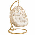 Fauteuil suspendu 105 x 105 x 195 cm en rotin synthétique beige avec support en métal doré