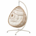 Fauteuil suspendu 105 x 105 x 195 cm en rotin beige avec support style bohème