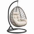 Fauteuil suspendu 105 x 105 x 195 cm en métal et résine tressée gris/noir avec assise rembourrée