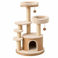 Arbre à chat 60 x 60 x 130 cm beige en sisal avec niches plateformes et griffoirs