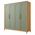 Armoire 4 portes 160 x 60 x 200 cm en panneaux effet bois vert sauge style contemporain
