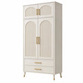 Armoire 100 x 50 x 200 cm en bois blanc à 4 portes et 2 tiroirs style contemporain