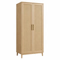 Armoire 90 x 50 x 190 cm en bois beige à 2 portes cannées style bohème