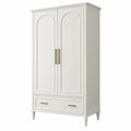 Armoire de rangement 100 x 55 x 200 cm en bois blanc à 2 portes avec tiroir style classique